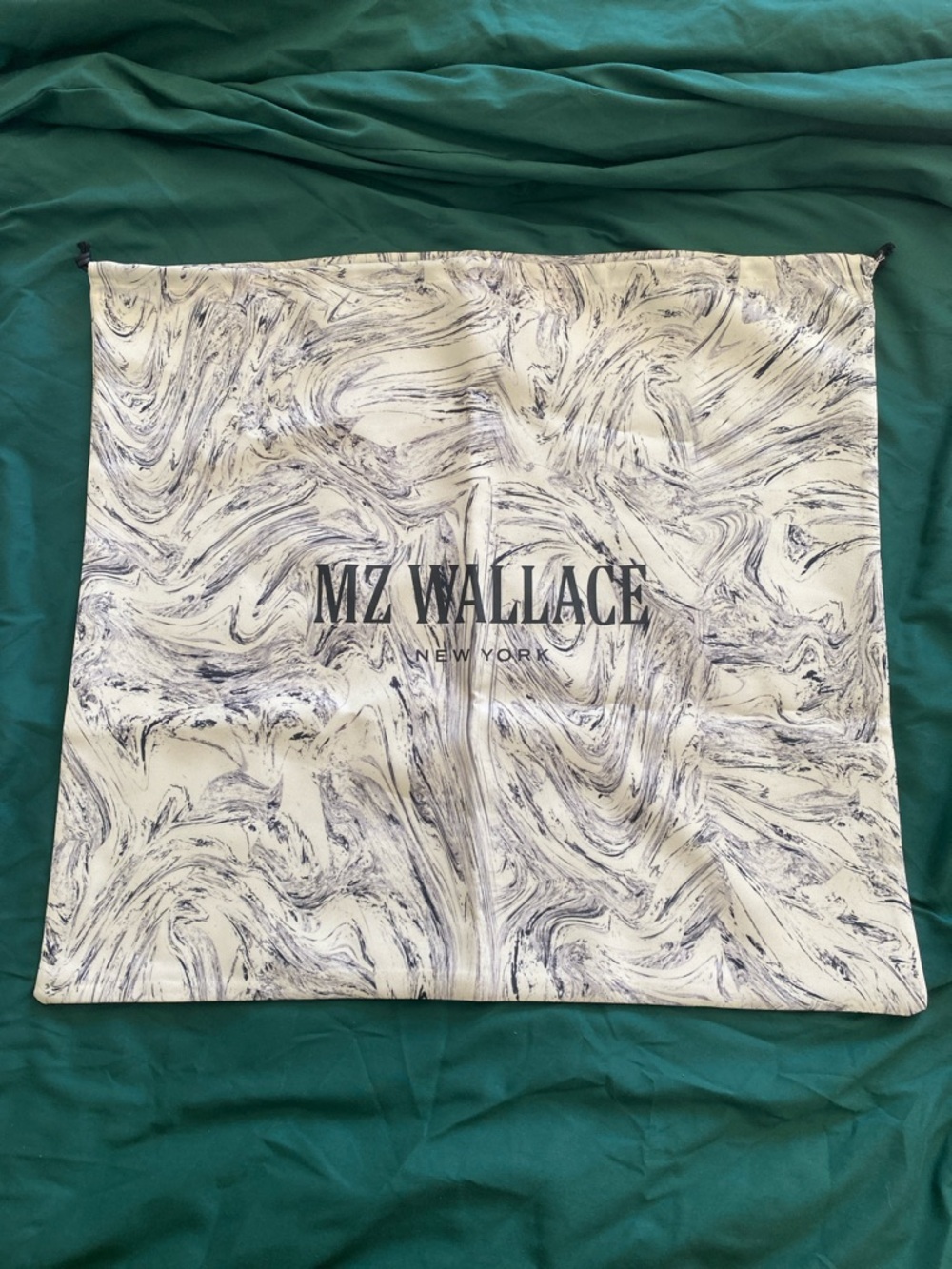 MZ Wallace Marble-Print Drawstring Dust Bag in Cream and Black